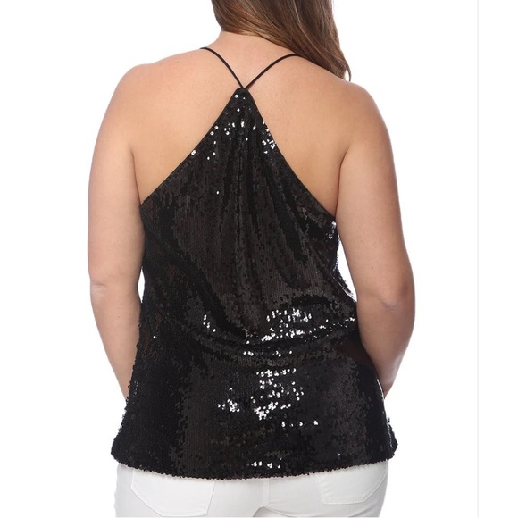 Anna-Kaci NWT Women's black sequined racerback camisole tank top - Picture 2 of 7